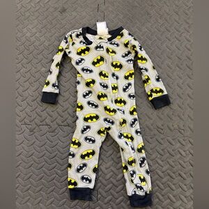 Batman Gray, Black & Yellow Logo Footed One-Piece